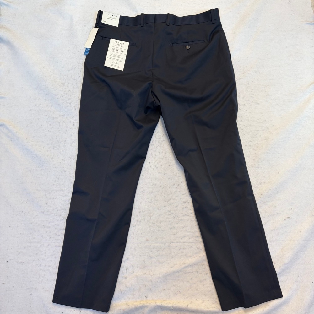 Perry Ellis Portfolio Dress Pants Mens 36x30 Navy Slim Fit Flat Front